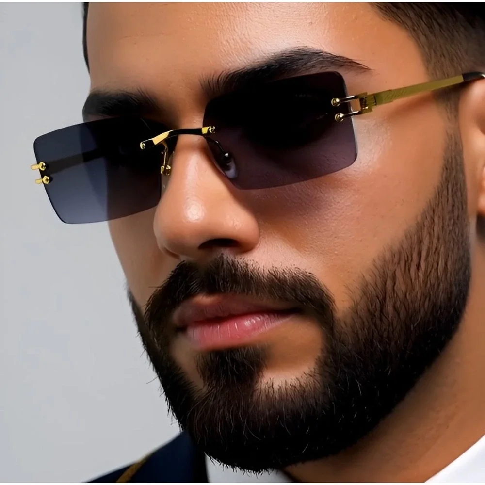 Men Sunglasses Dark Black Lens Outdoor Driving Diamond Cut Cholo Street‎ Trendy